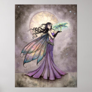 Fairy and Dragonfly Fantasy Art Poster