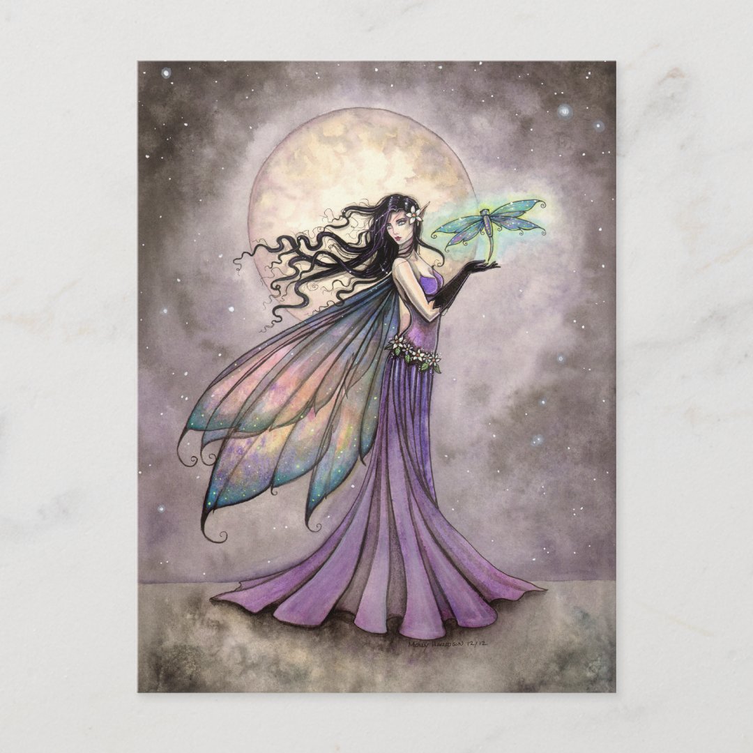 Fairy and Dragonfly Mystical Fantasy Art Postcard | Zazzle