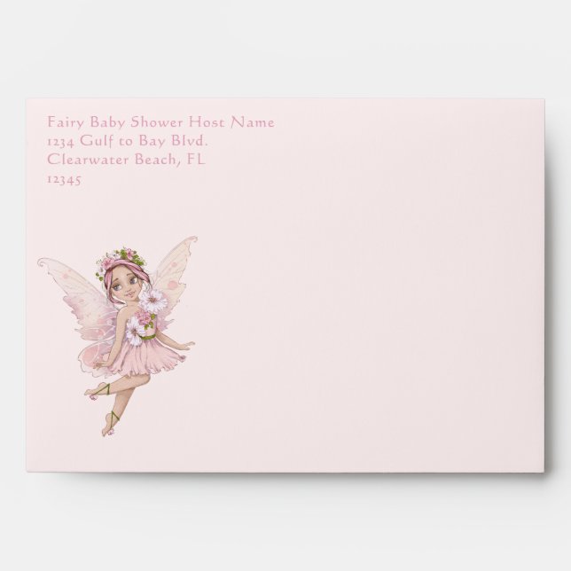 Fairy and Flowers Baby Shower Host  Envelope (Front)