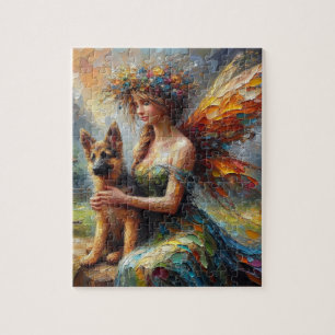 Fairy And German Shepherd Puppy Jigsaw Puzzle