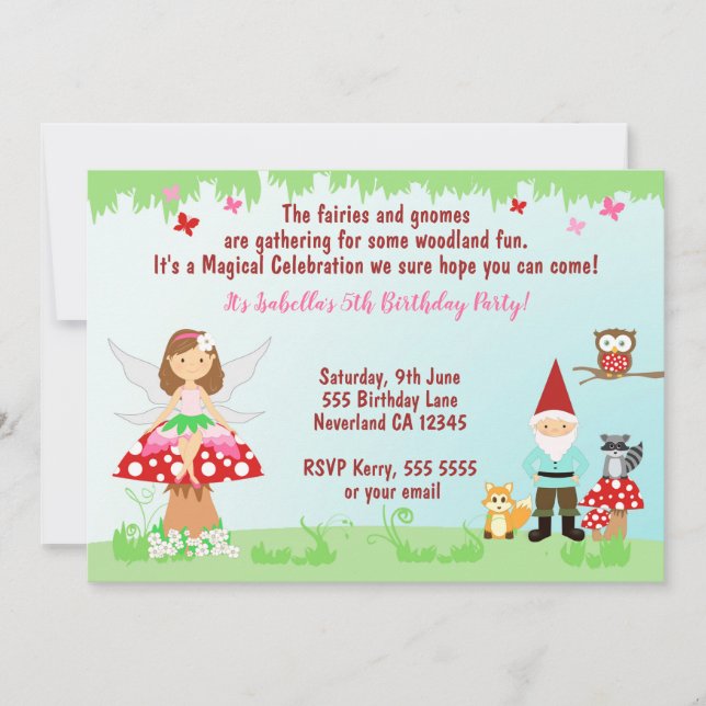 Fairy and Gnome Woodland Party | INVITATION (Front)