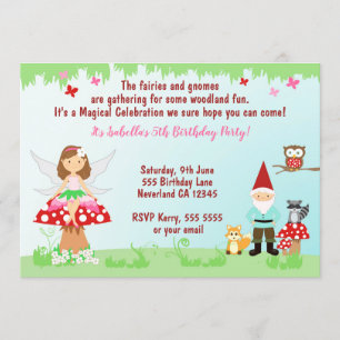 Fairy and Gnome Woodland Party   INVITATION