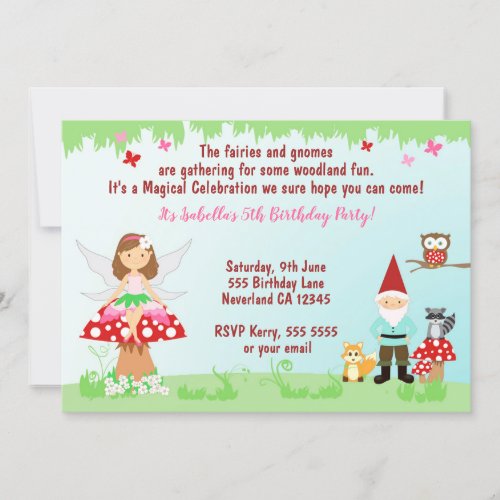 Fairy and Gnome Woodland Party  INVITATION