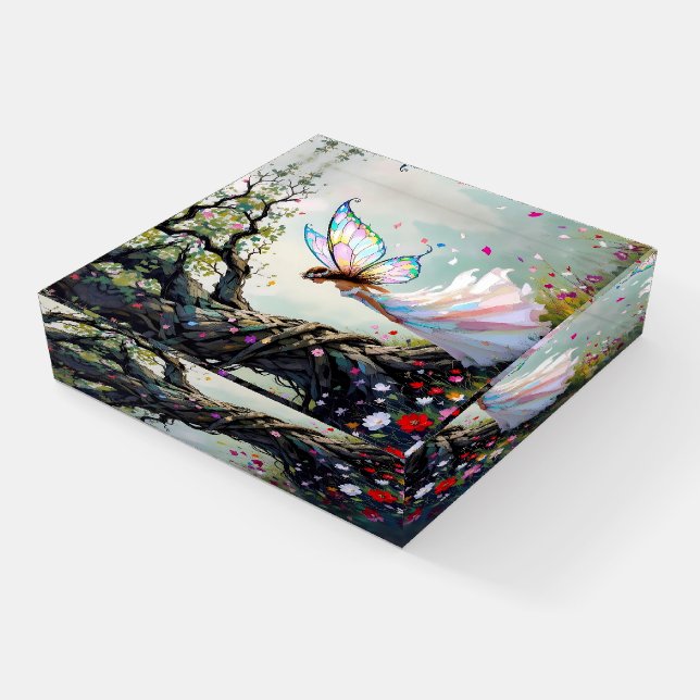 Fairy and Magical Vine Wrapped Tree Paperweight (Angled)
