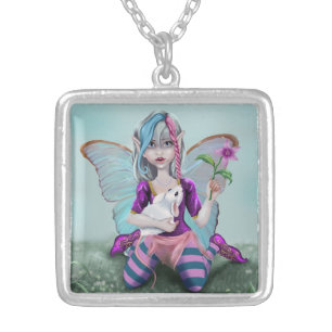 Fairy and Mouse Silver Plated Necklace