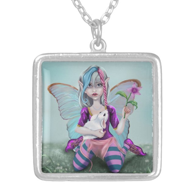 Fairy and Mouse Silver Plated Necklace (Front)
