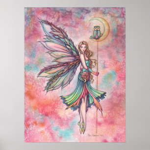 Fairy and Owl Fantasy Artwork by Molly Harrison Poster