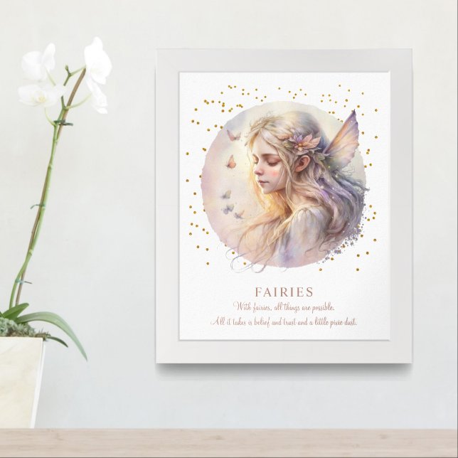 Fairy And Pixie Dust Saying Framed Poster (Entryway)