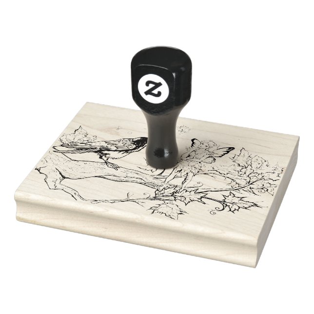 Fairy and Raven conversation Rubber Stamp (Stamp)