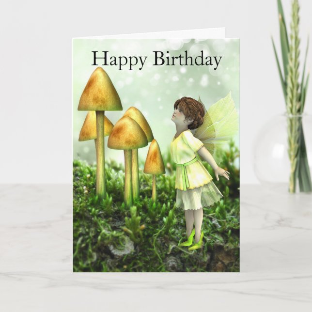 Fairy and Toadstools Birthday Card (Front)