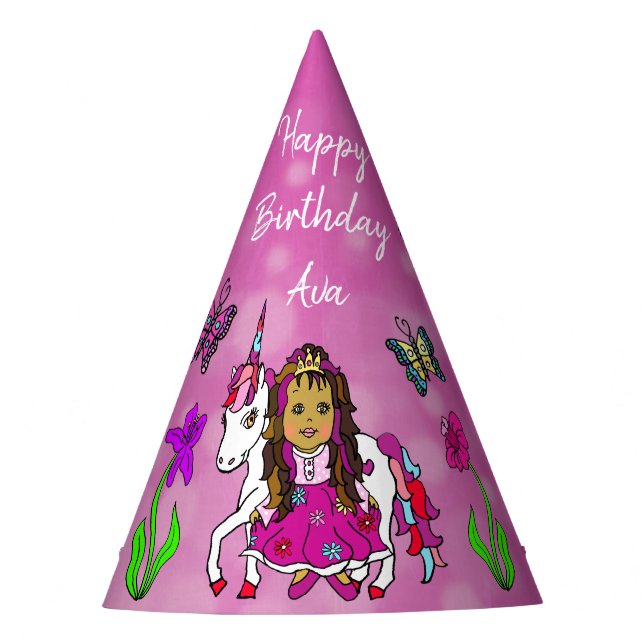 Fairy and Unicorn Birthday Hat (Front)