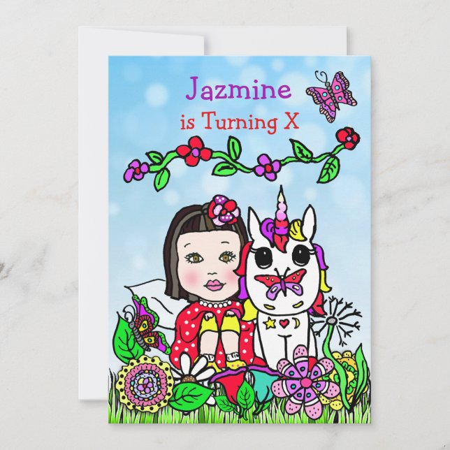 Fairy and Unicorn Birthday Invite (Front)