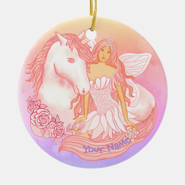 Fairy and Unicorn Ornament  (Front)