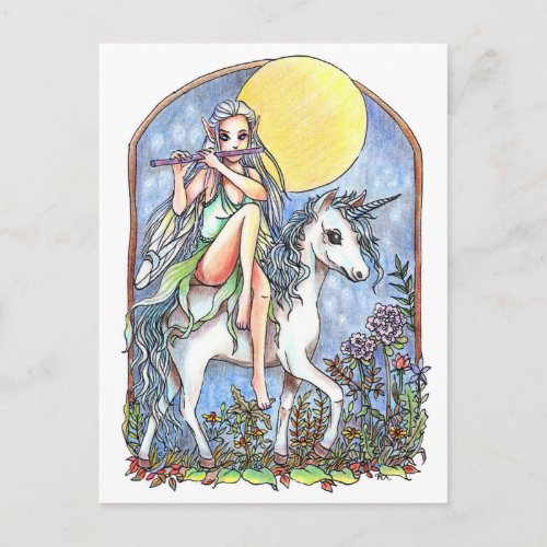 Fairy and Unicorn Postcard