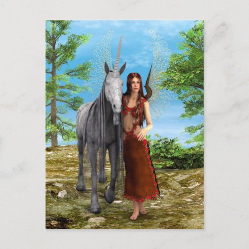 Fairy and Unicorn Postcard