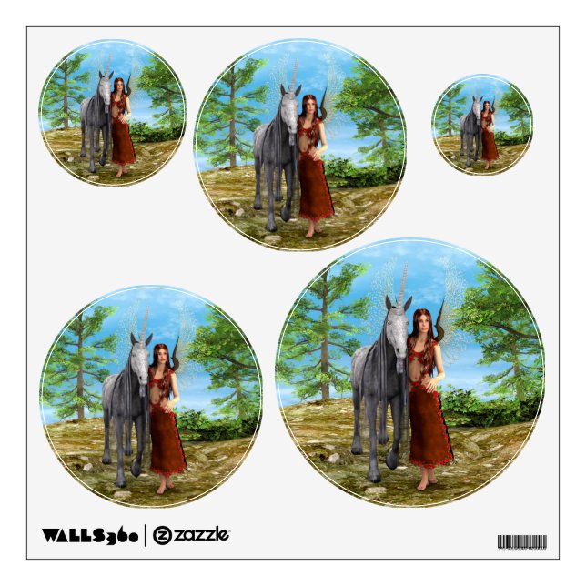 Fairy and Unicorn Wall Sticker (Front)