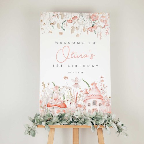 Fairy and Wildflowers Birthday Welcome Sign