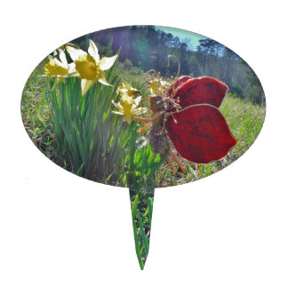 Fairy and yellow flowers cake topper