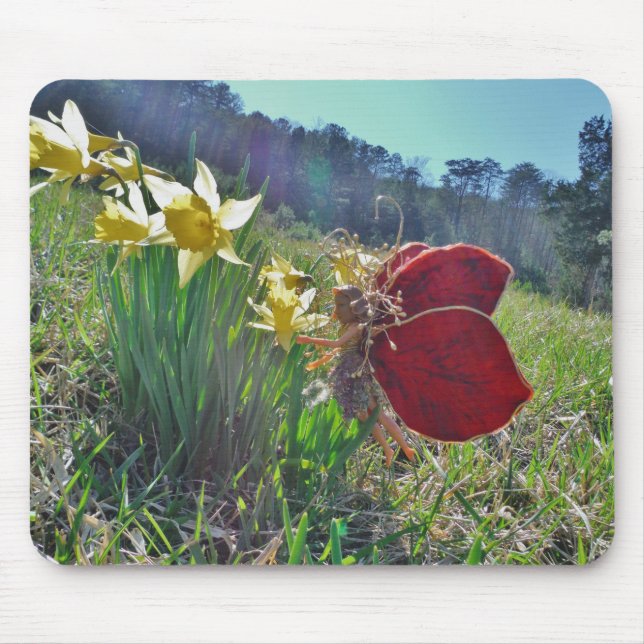 Fairy and yellow flowers mouse pad (Front)