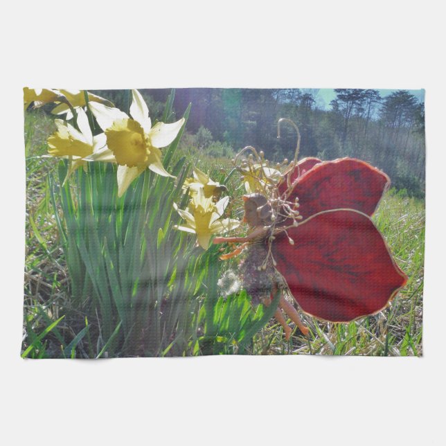 Fairy and yellow flowers towel (Horizontal)