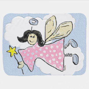 Fairy Angel with Pink Polkadot Dress Receiving Blanket