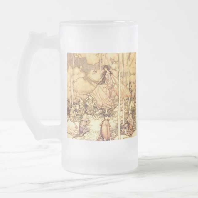 Fairy Arthur Rackham Frosted Glass Beer Mug (Left)