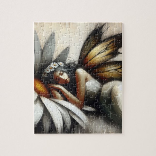 Fairy Asleep on a Daisy Flower Jigsaw Puzzle (Vertical)