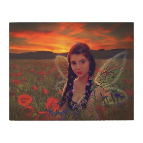 Fairy at Sunset in a field of poppies Fantasy Art