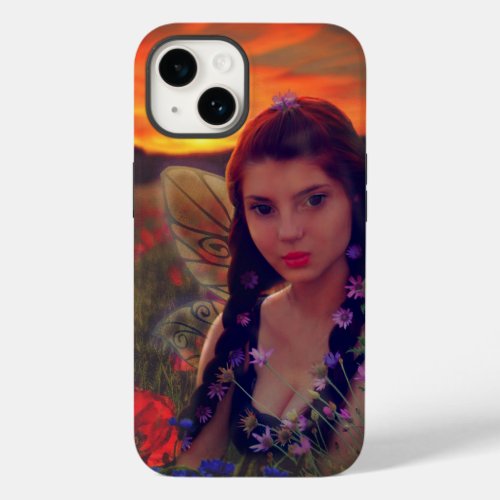 Fairy at Sunset in a field of poppies Fantasy Art Case_Mate iPhone 14 Case