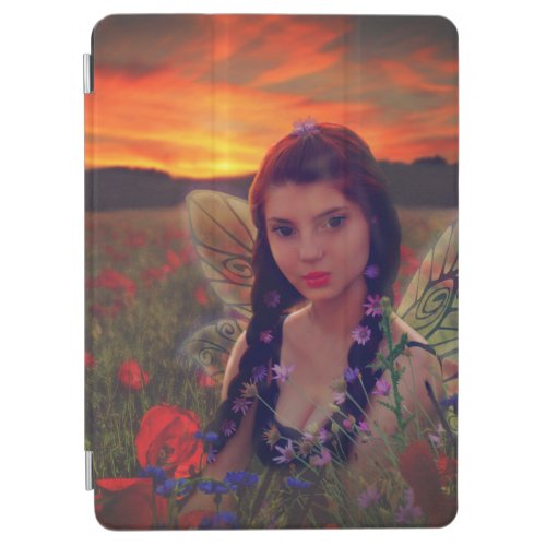 Fairy at Sunset in a field of poppies Fantasy Art iPad Air Cover