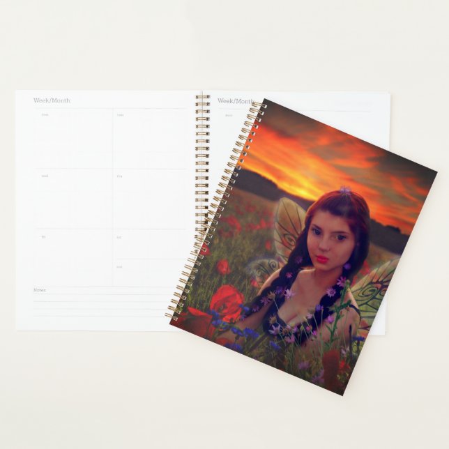 Fairy at Sunset in a field of poppies Fantasy Art Planner (Display)