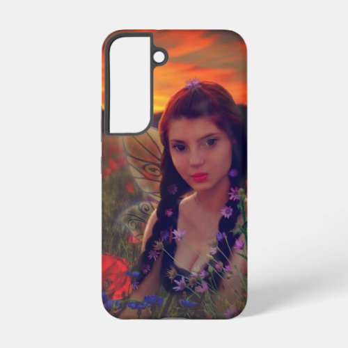 Fairy at Sunset in a field of poppies Fantasy Art Samsung Galaxy S22 Case