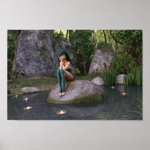 Fairy at the Enchanted Pond Poster