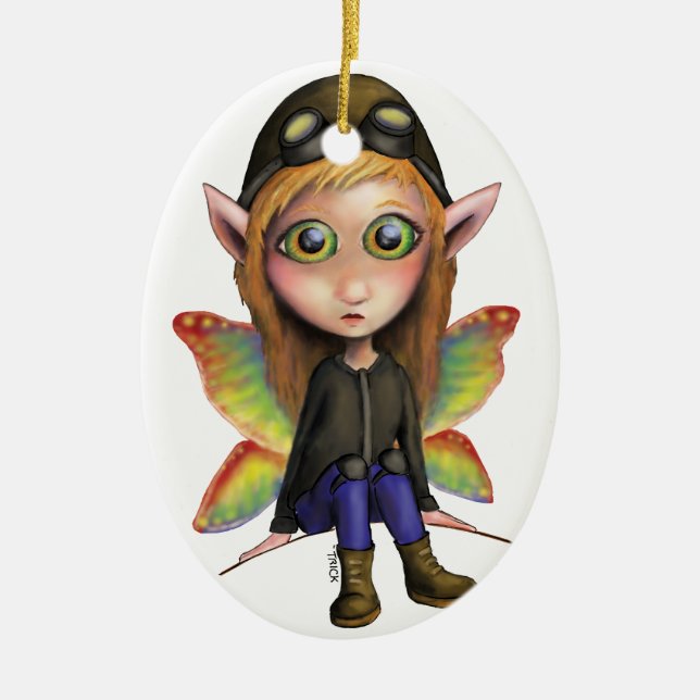 Fairy Aviator Ceramic Ornament (Front)