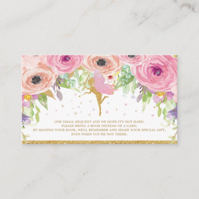 Fairy Baby Shower Books for Baby Bring a Book Card (Front)