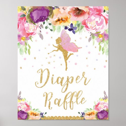 Fairy Baby Shower Diaper Raffle Baby Girl Poster