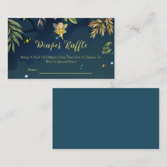 Fairy Baby Shower Diaper Raffle Enchanted Forest Enclosure Card (Front/Back)