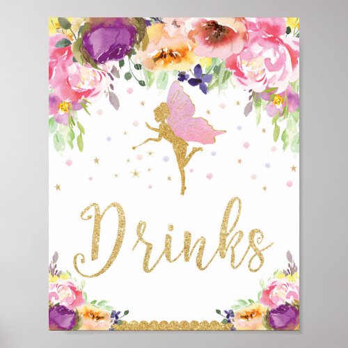 Fairy Baby Shower Drinks Decoration Sign Baby Girl