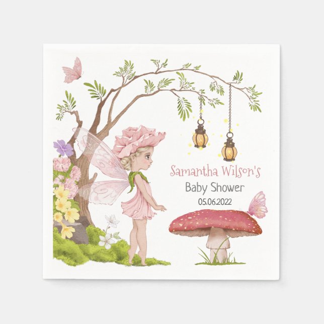 Fairy Baby Shower Floral Fairy Baby Shower Napkins (Front)