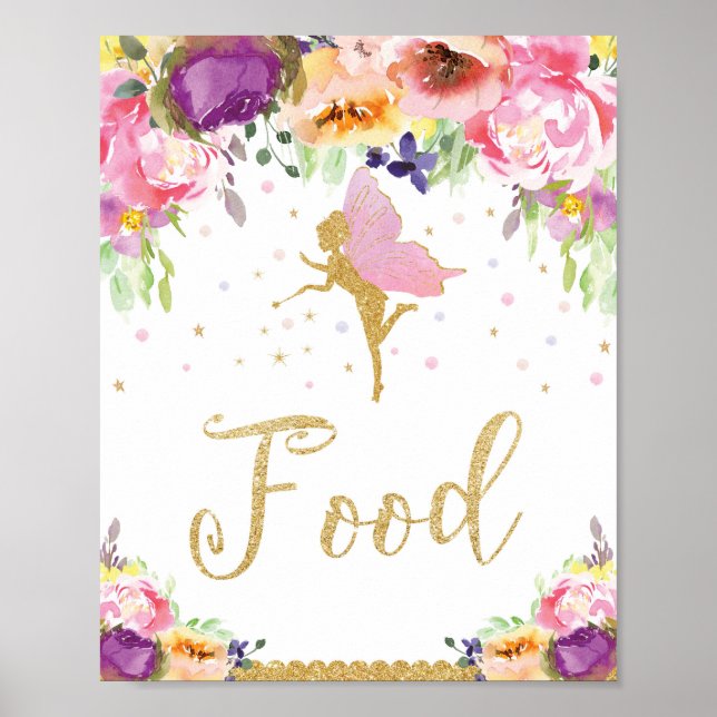 Fairy Baby Shower Food Decoration Sign Baby Girl (Front)