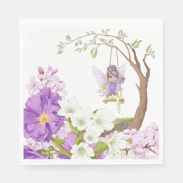 Fairy Baby Shower Illustrations Luncheon Napkins (Front)