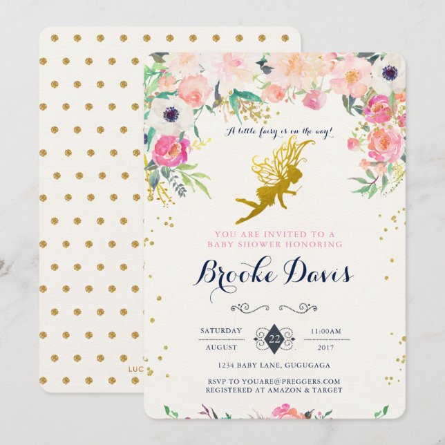 Fairy Baby Shower Invitation (Front/Back)