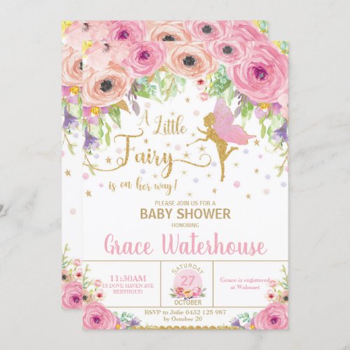 Fairy Baby Shower Invitation Floral Baby Shower