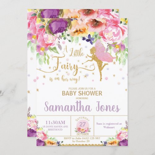 Fairy Baby Shower Invitation Floral Baby Shower