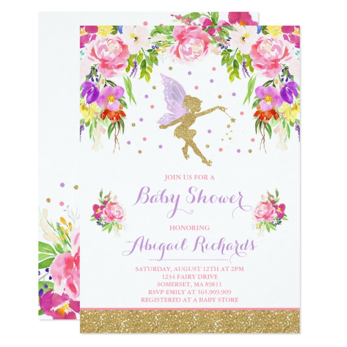 Fairy Baby Shower Invitation Floral Fairy Shower | Zazzle.com