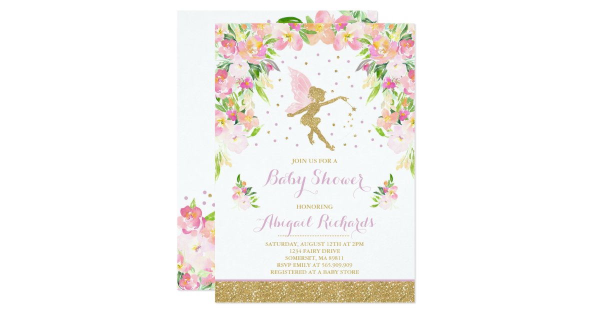 Fairy Baby Shower Invitation Floral Fairy Shower | Zazzle.com