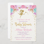 Fairy baby shower invitation pink and gold (Front/Back)