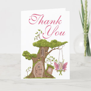Fairy Baby Shower Pink Illustrations  Letterpress Thank You Card