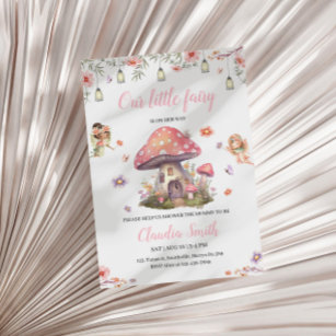Fairy Baby Shower Pink Lavender Flower Invitation