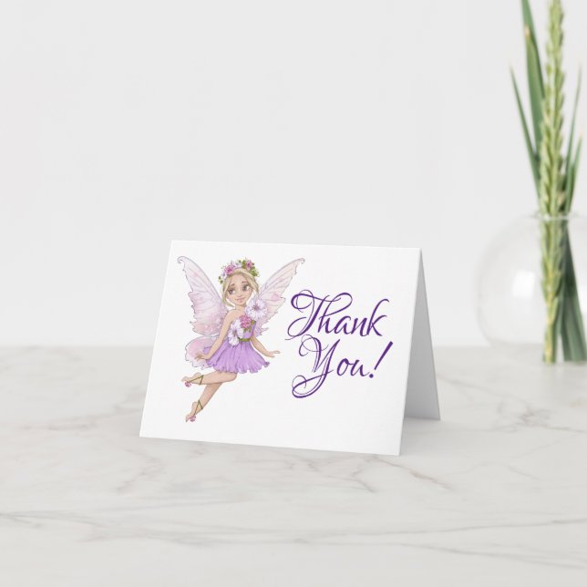 Fairy Baby Shower Watercolor Thank You   Card (Front)